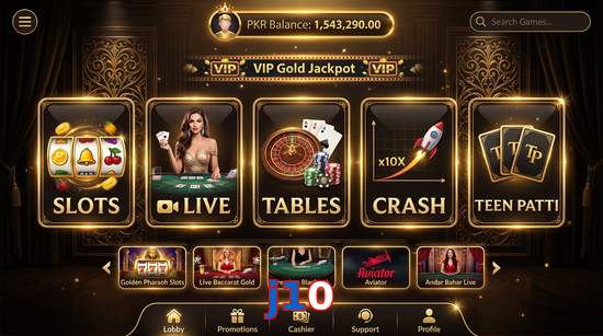 Main screen of J10 casino page for PK players