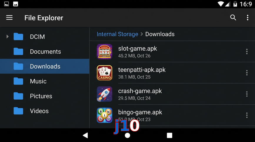 Main screen of J10 gameapk page for PK players